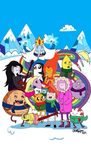 Cartoon characters snow mountain blue - a group of cartoon characters free wallpaper for mobile