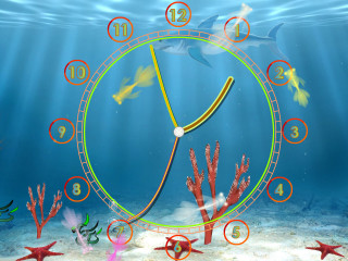 Underwater sea theme clock corals - a fish swimming free wallpaper
