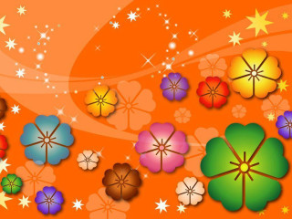 Colorful background flowers stars middle - chiho aoshima free wallpaper for desktop