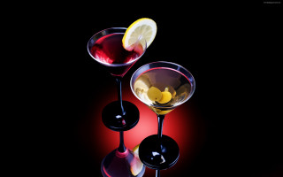 Wine glasses lemon slice red - top of them free wallpaper
