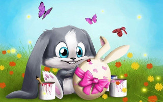 Cartoon bunny paint can brush - a cartoon bunny free wallpaper