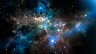 Colorful space filled with stars - dark color free wallpaper