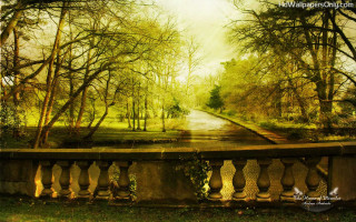 Park river trees bridge painting - a river and trees free wallpaper