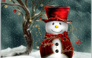 Snowman red hat red scarf - red scarf free wallpaper