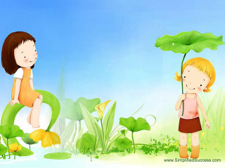 Girl boy grass flower leaf - their other hand free wallpaper