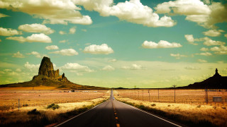Long road mountain sky fence - a long road free wallpaper
