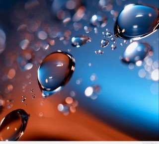 Water droplets blue surface bokeh - free rain wallpaper for tablet