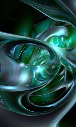 Green blue swirls abstract fractals - image free wallpaper for mobile