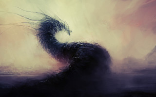 Black bird long hair city - lovecraftian free wallpaper