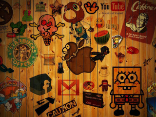 Wooden wall stickers background variety - sticker free wallpaper