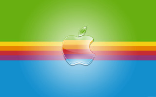 Colorful apple logo on green - a colorful apple logo free wallpaper