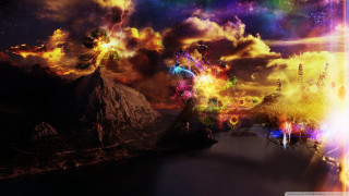 Colorful mountain clouds fireworks rainbow - a sky full free wallpaper