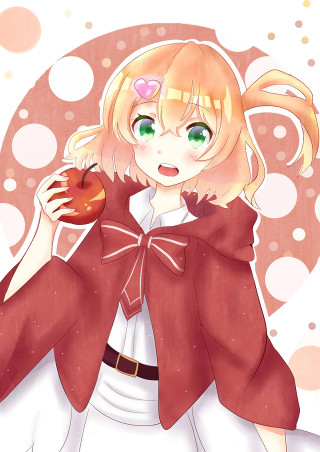 Girl red cape apple pink - orange free wallpaper for mobile