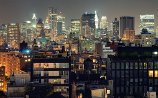 City skyline night tall buildings 12 - ashcan school free wallpaper for desktop