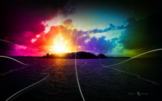 Rainbow colored sky clouds lake - cloud and a rainbow free wallpaper