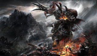 Demonic demon fire mountain flames 2 - chris rahn free wallpaper