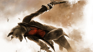 Man suit gun horse sky - western free wallpaper