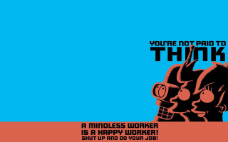 Man robot poster mindless worker - dystopian free wallpaper
