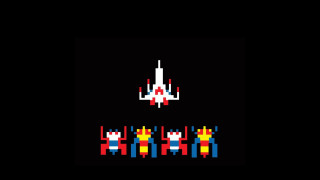 Pixelated characters black background red - game art free wallpaper