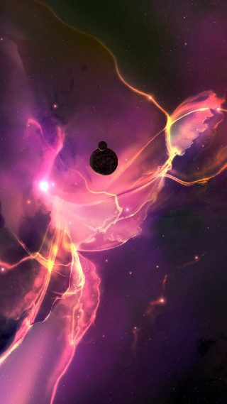 Space purple stars black object - nebula free wallpaper