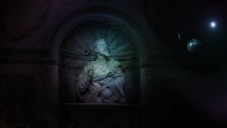 Statue man window light planet - chromatic free wallpaper