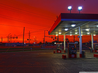 Gas station red sky background - a red sky in the background free wallpaper