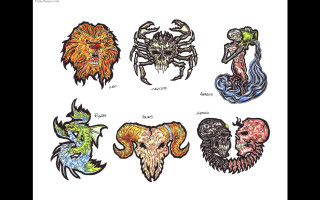 Colorful animals monsters drawing group - lovecraftian free wallpaper