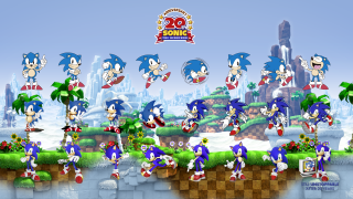 Sonic characters city sky background - 2 d sprite free wallpaper