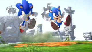 Sonic furry running field rocks - a couple free wallpaper