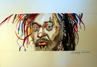 Man dreadlocks eyes painting art - free portrait wallpaper