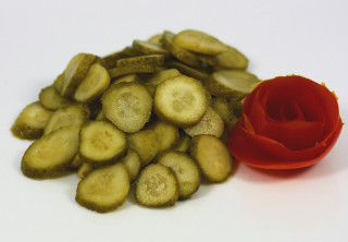 Sliced cucumbers red flower white - a red flower free wallpaper