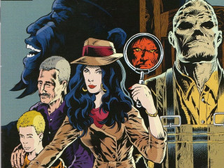 Comic cover woman magnifying glass - a comic book free wallpaper for desktop