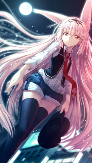 Long hair girl moon fox - a ledge free wallpaper for mobile