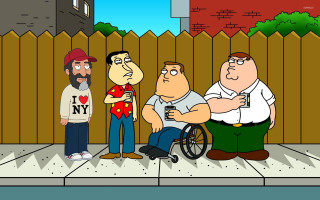 Cartoon man wheelchair friends beer - a beer free wallpaper