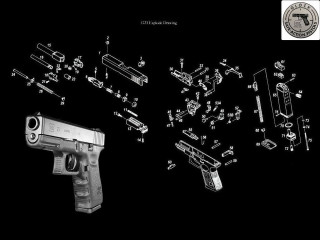 Gun parts black white image - blueprint free wallpaper