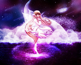 Girl dress ocean wave moon - in the ocean free wallpaper