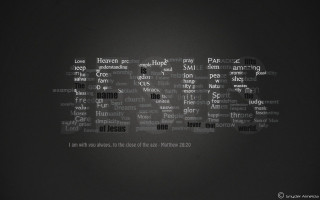 Wordcloud blackwhite multilingual center words - different language free wallpaper