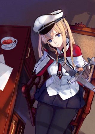 Woman uniform knife coffee chair - free gaming wallpaper