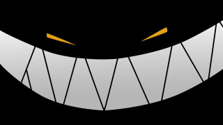 Grinning black white face yellow - evil free wallpaper