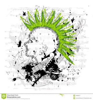 Green mohawk guitar punk music - art green free wallpaper for tablet