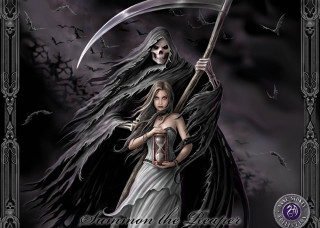 Woman white dress holding scythe - death free wallpaper