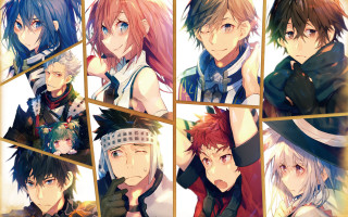 Anime characters expressions hair group - hand free wallpaper