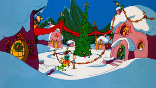 Christmas village cartoon tree santa - free christmas wallpaper
