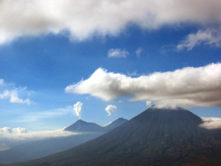 Mountain cloud sky above it - panoramic free wallpaper