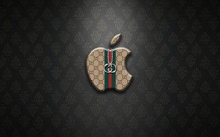 Gucci logo black background green - the side of the wall free wallpaper