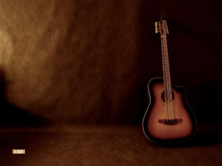 Guitar table dark background brown 2 - a brown wall free wallpaper