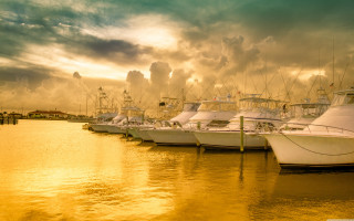 Boats docked harbor sunset dawn 5 - a harbor free wallpaper