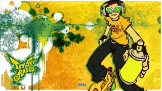 Man headphones skateboard yellow background - game art free wallpaper