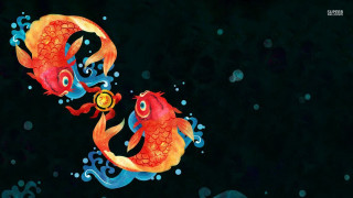 Goldfish blue orange bubbles underwater - their back free wallpaper for desktop