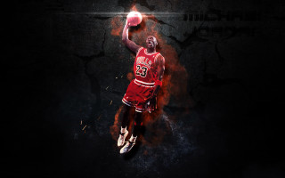 Basketball player jumping fireball air - dark fantasy free wallpaper